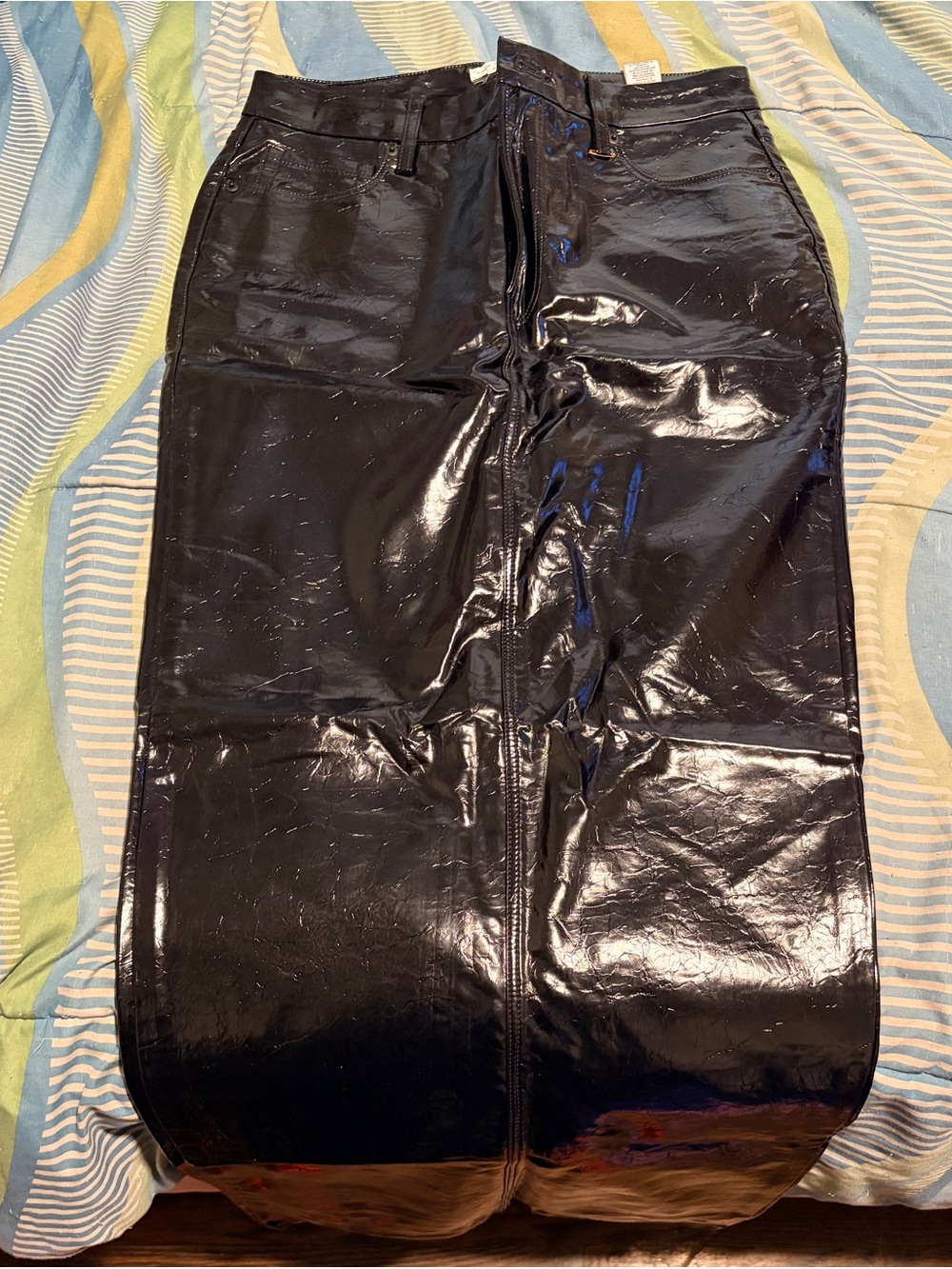 Good American Black Patent Pencil Skirt
